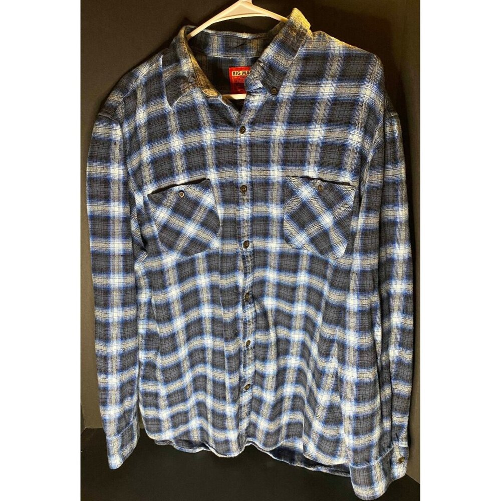 Big Mac Blue Western Workwear Mens XL Long Sleeve Shirt Plaid